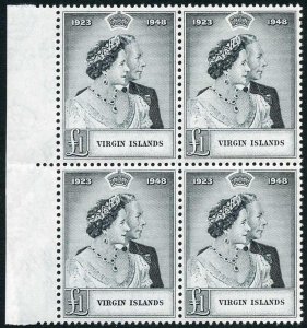 Virgin Is SG125 Silver Wedding One Pound Black A SUPERB U/M Block of FOUR