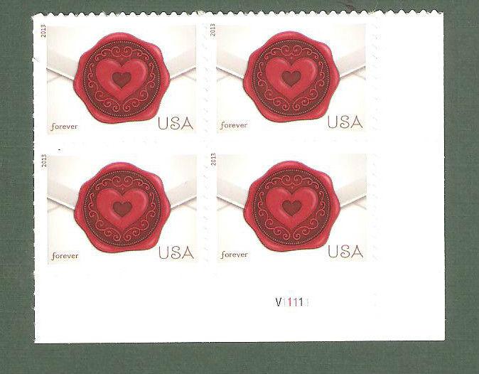 4741 Sealed With Love Plate Block Mint/nh FREE SHIPPING