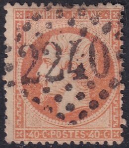 France 1862 Sc 27 used 2240 (Marseille) GC cancel