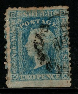 NEW SOUTH WALES SG133a 1860 2d PALE BLUE RETOUCHED USED