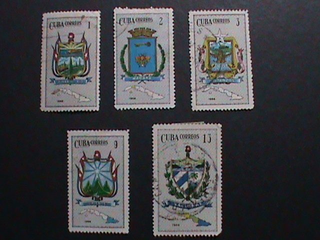 ​CUBA-1966 VERY OLD CUBA STAMPS-GNATIONAL COATS OF ARMS, MAP OF CUBA  USED-VF