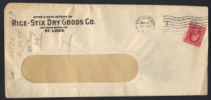 US 1915 ADVERTISING CVR WITH PRIVATE COIL STAMP TIED ST LOUIS MO TO LEWISPORT KY
