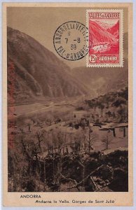 ad8715 - ANDORRA - POSTAL HISTORY - Maximum Card 1939, Gorges de Sant Julia-