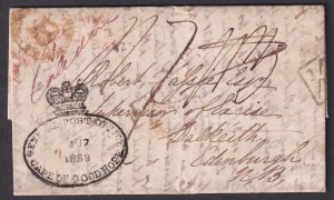 INDIA LETTER TEIGNMOUTH - 1838 folded letter from CAPE OF GOOD HOPE to Scotland