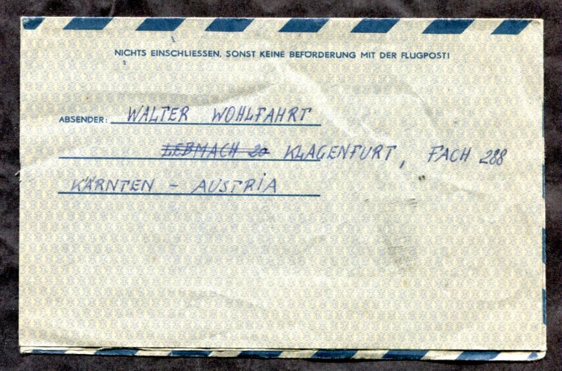 d998 - AUSTRIA 1952 Air Letter / Aerogramme Cover to Canada. Contents