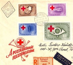 HUNGARY FDC RED CROSS 1957 Budapest Registered First Day Cover {samwells}RC137