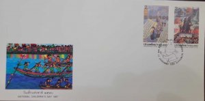 O) 1997 THAILAND, CHILDREN´S DAY, PAINTINGS, PROCESSING FISH, MONUMENT, CHILDREN