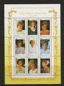 Thematic Stamps . 1998 Afghanistan  Princess Diana sheetlet of 9  MNH