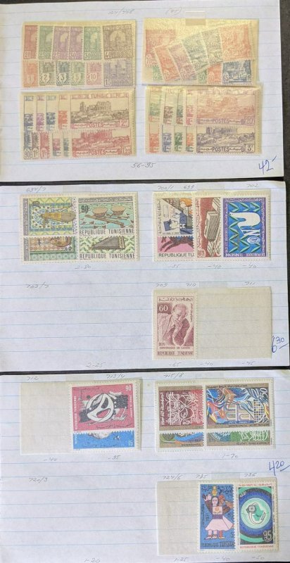 EDW1949SELL : TUNISIA Useful Mint & Used collection in O/T approval pgs Cat $968