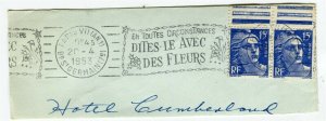 FRANCE; Fine early Full TPO POSTMARK PIECE, 1953 Paris