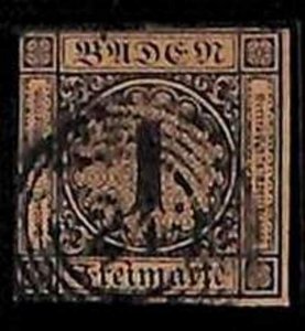 94904 - 2fA  - GERMANY Baden - STAMP  -  Michel  #  1b  -  USED