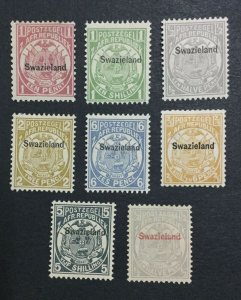 MOMEN: SWAZILAND SG #1,3,4-8,10 1889-1890 MINT OG H LOT #195762-3958