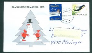 Denmark Cover. 1999. Child.Snowman “Christmas Seal Walk# 23. Sc.#1163. Address.