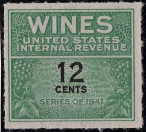 RE125 12¢ Wine Revenue Stamp (1942) NGAI/NH
