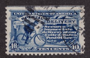 1914 USA #E9  Blue - 10¢ Special Delivery - Postman on Bicycle - Nice duplex