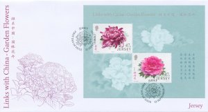 Jersey Stamps 2015 FDC Garden Flowers Links with China Magnolia Flora 2v M/S