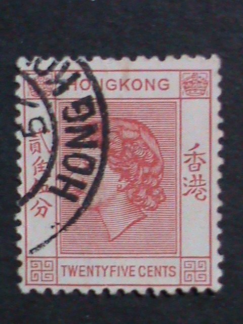 ​HONG KONG-1954 SC#189- 68 YEARS OLD-QUEEN ELIZABETH II USED FANCY CANCEL-VF