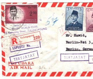 INDONESIA Air Mail Cover *TULUNGAGUNG* Registered 17r50s Rate 1961 Berlin MA1096