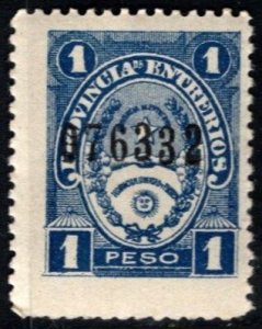 1898 Argentine Local Tax Revenue Province of Entre Rios 1 Peso MNH