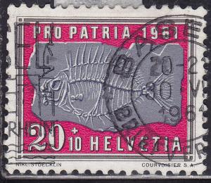 Switzerland B305 USED 1961 Petrified Fish