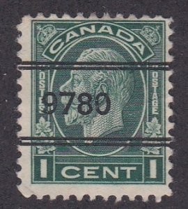 Canada # 195, King George V with Precancel # on Front, Used