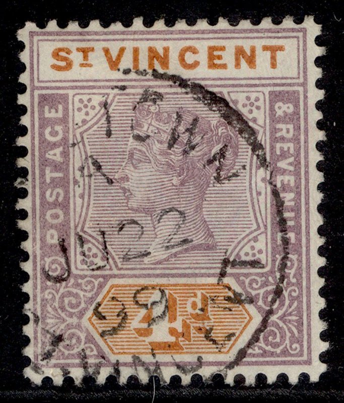 ST. VINCENT QV SG71, 4d dull mauve & orange, FINE USED. Cat £27. CDS