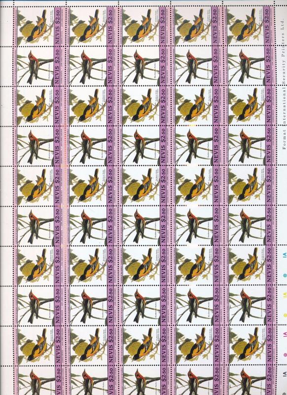 NEVIS Birds Wildlife Perf Sheets MNH x 8 (400 Stamps) You 981