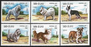 Laos #405-410, Dogs, MNH*-