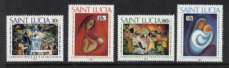 St Lucia 985-8 MNH Christmas, Church, Red Madonna, Blue Madonna