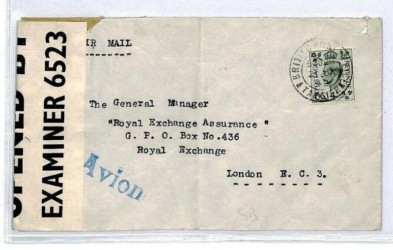 MOROCCO AGENCIES Cover *British Post Office Tangier* 1942 WW2 Censor KGVI CS184