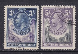 Northern Rhodesia Scott 13-14, 1924 KGV 3/, 5/, VF Used  Scott $50