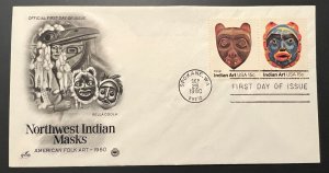 NORTHWEST INDIAN MASKS SEP 25 1980 SPOKANE WA FIRST DAY COVER (FDC) BX2