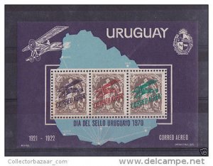 URUGUAY SC#C375 MNH STAMPS S/S justice stamp on stamp day map plane aviation