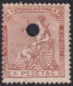 Spain 1873 Sc 199 telegraph punch (taladrado) cancel