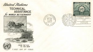 UN #19/20 TECHNICAL ASSISTANCE 1953 FDC - Fleetwood cachet