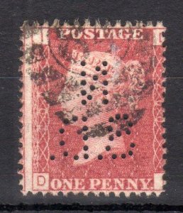 PENNY RED PLATE 200 WITH 'N S D' PERFIN