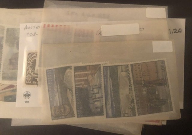 Lot of International Stamps In Glass Scenes Some Have Nice Value