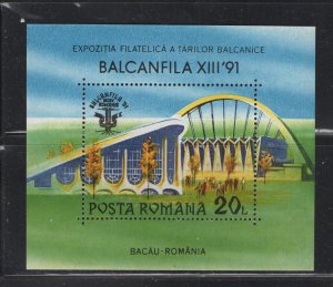 Romania #3680 (1991 Philatelic Exhibition sheet) VFMNH CV $1.50