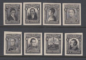 Colombia 1917 Perkins Bacon Black Plate Proof Short Set. Scott 339-347 var