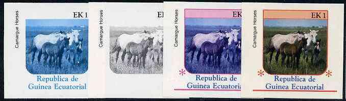 Equatorial Guinea 1976 Horses EK1 (Camargue Horses) set o...