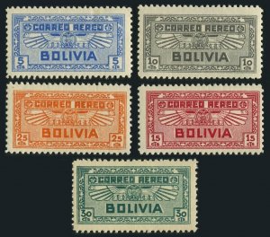 Bolivia C35-C39 short set,MNH.Michel 212-216. Air Post 1932.Air service emblem.