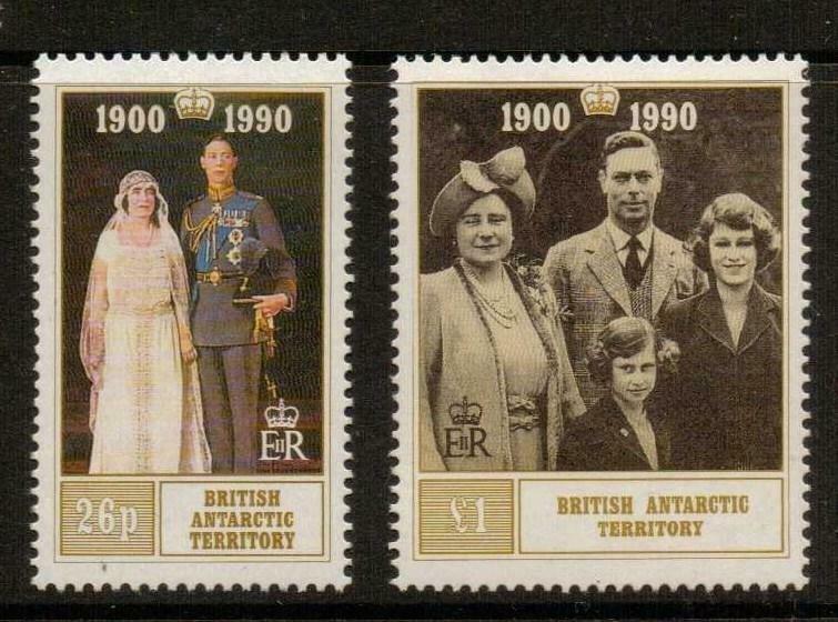 BRITISH ANTARCTIC TERR. SG186/7 1990 QUEEN MOTHER MNH