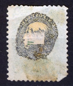 USA, 1861, Benjamin Franklin 1c, Dark Blue,Scott #63,Interesting reverse print ​