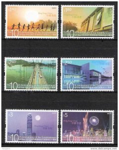 2007 HONG KONG 10 ANNI OF RETURN TO CHINA 6V STAMP