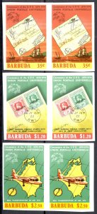 Barbuda Sc# 167-169 MNH pair IMPERF 1974 UPU 100th