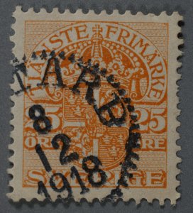 Sweden #O52 Used XF Place Cancel ...TARP Date 8 12 1918