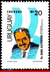 1227 URUGUAY 1986 VISIT OF RAUL ALFONSIN, PRESIDENT OF ARGENTINA, MI# 1747, MNH