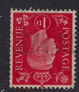 GB 1937 - 47 KGV1 1d Scarlet invert wmk SG 463wi ( F587 )