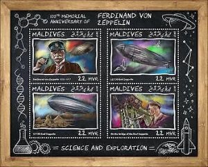 2017 Maldives. Ferdinand Von Zeppelin. Michel: 7068-7071. Scott Code: 3944