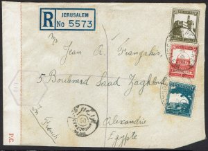 PALESTINE 1942 REGISTERED CENSOR COVER TO EGYPT